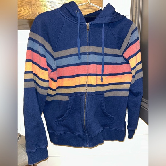 Mother Striped Navy Hoodie Sweater - Picture 1 of 4